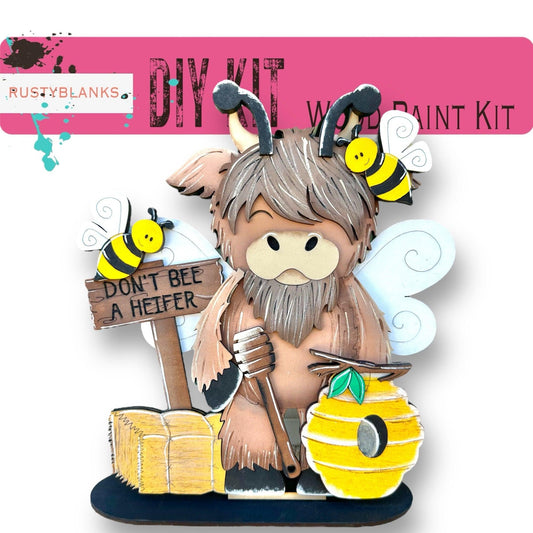 Standing Highland Cow with Bees, DIY Craft Kit - RusticFarmhouseDecor