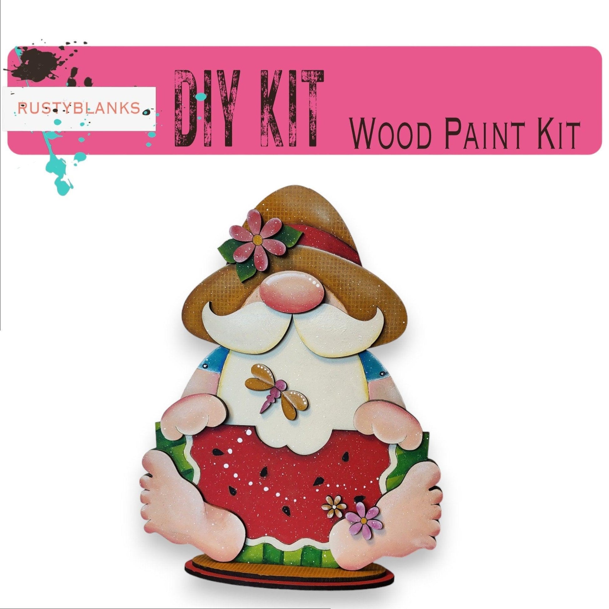 Summer Barefoot Watermelon Gnome Shelf Sitter DIY Kit - RusticFarmhouseDecor