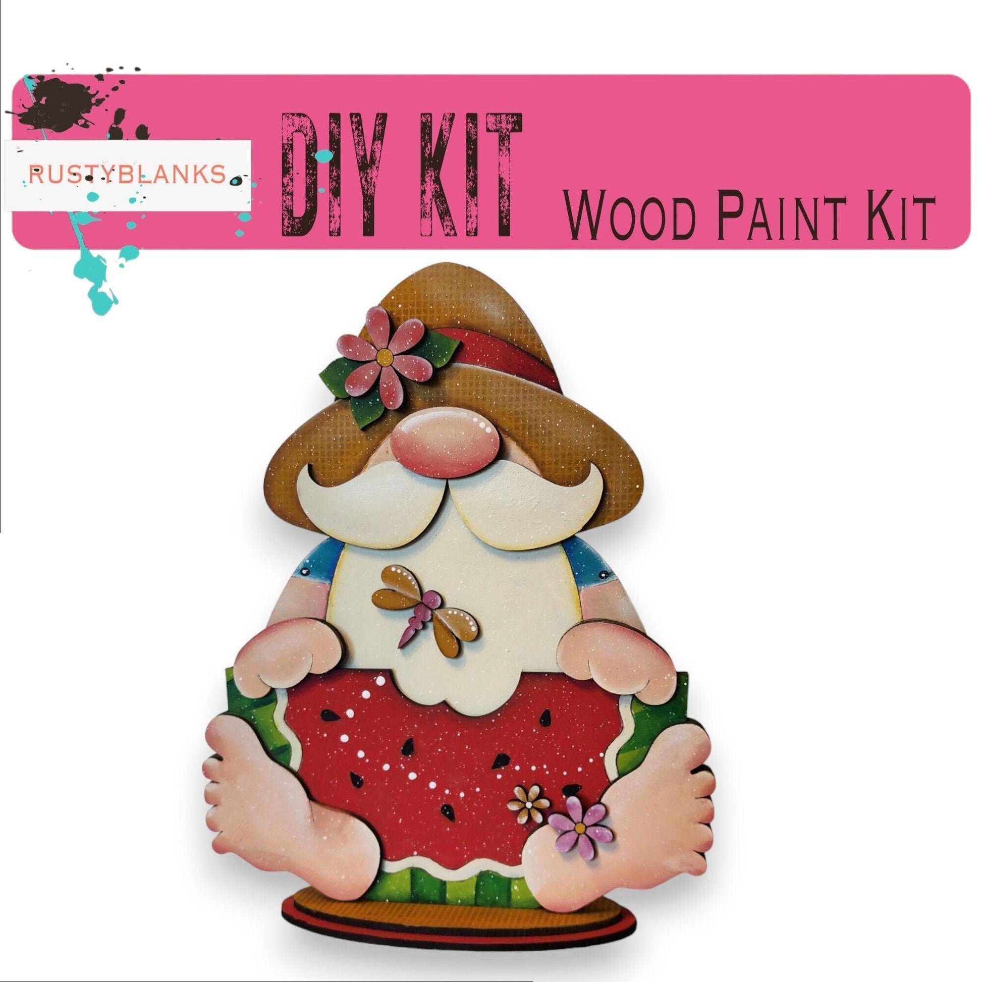 Summer Barefoot Watermelon Gnome Shelf Sitter DIY Kit - RusticFarmhouseDecor