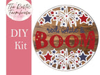 Summer Patriotic Door Hanger Red White & Boom, Unfinished DIY Wood Kit, Blanks to Decorate Home Decor, DIY Door Hanger - RusticFarmhouseDecor