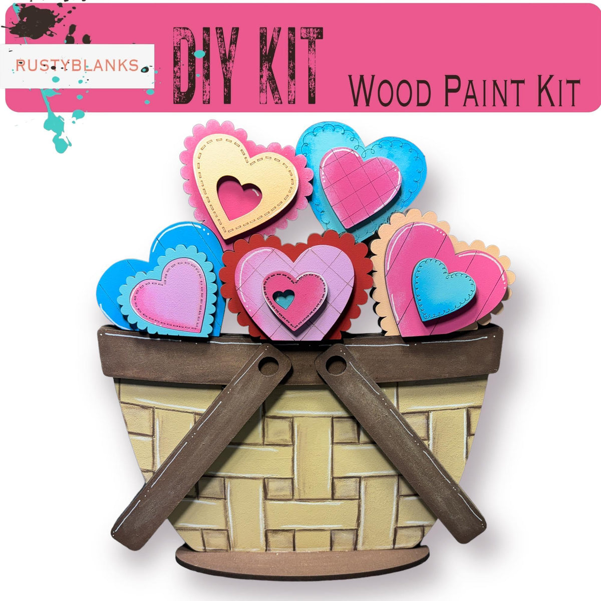 Valentine Hearts For The Flower Basket Decor - Wood Blank for Painting - Inserts for Basket - RusticFarmhouseDecor