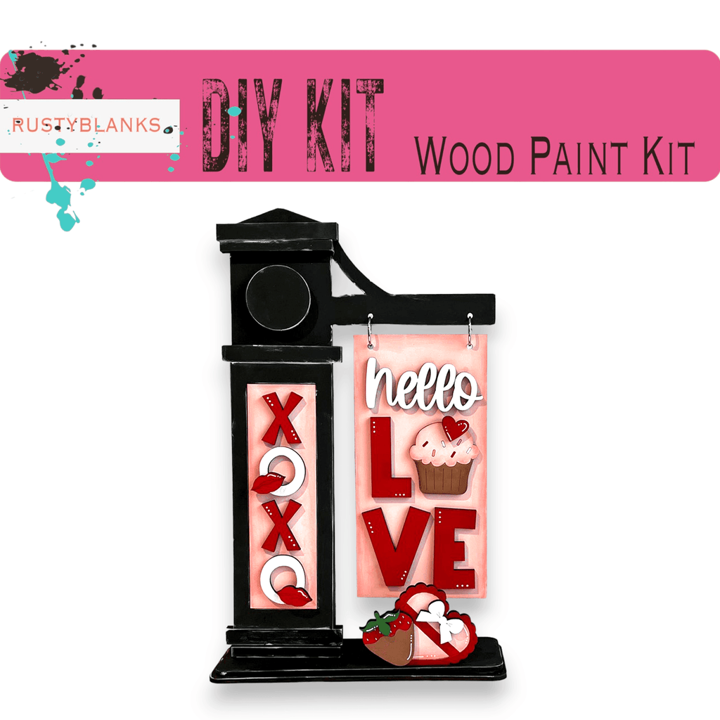 Valentine's Day Hello Love Interchangeable Signs with Insert - Mini Interchangeable Posts - RusticFarmhouseDecor