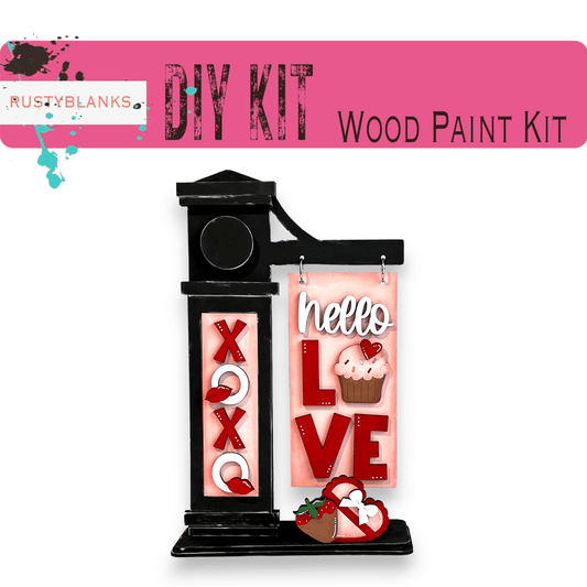 Valentine's Day Hello Love Interchangeable Signs with Insert - Mini Interchangeable Posts - RusticFarmhouseDecor