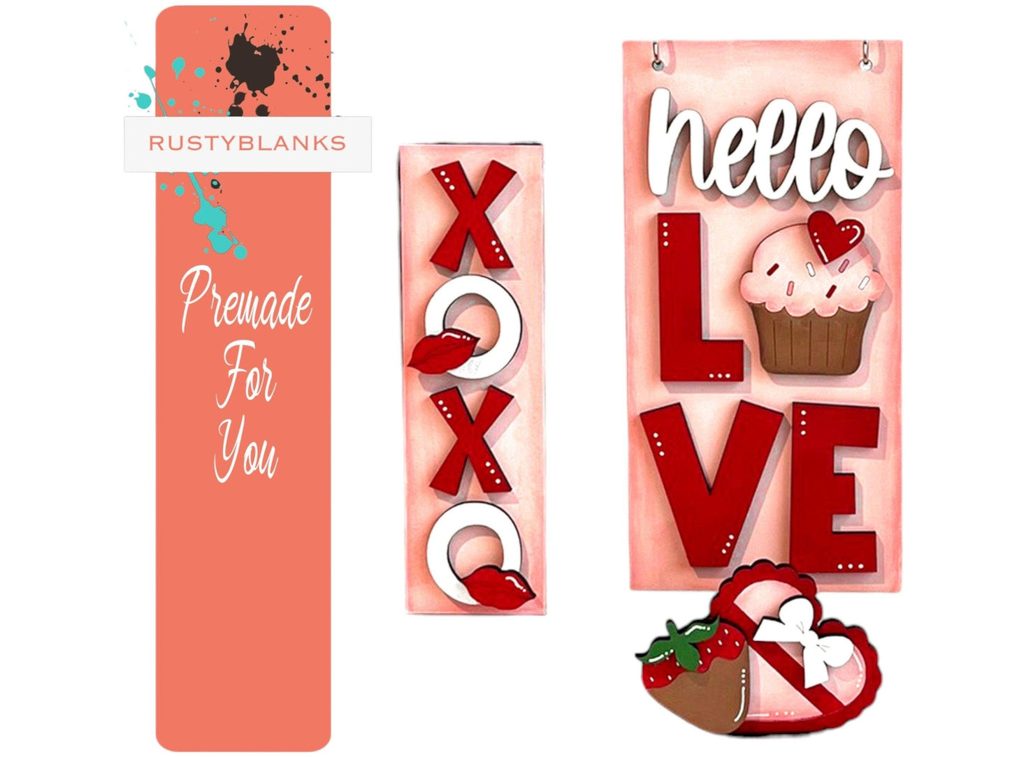 Valentine's Day Hello Love Interchangeable Signs with Insert - RusticFarmhouseDecor