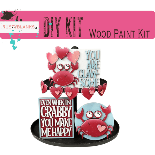 Valentines Crab Tiered Tray Set , DIY Tiered Tray, Shelf Sitter - RusticFarmhouseDecor