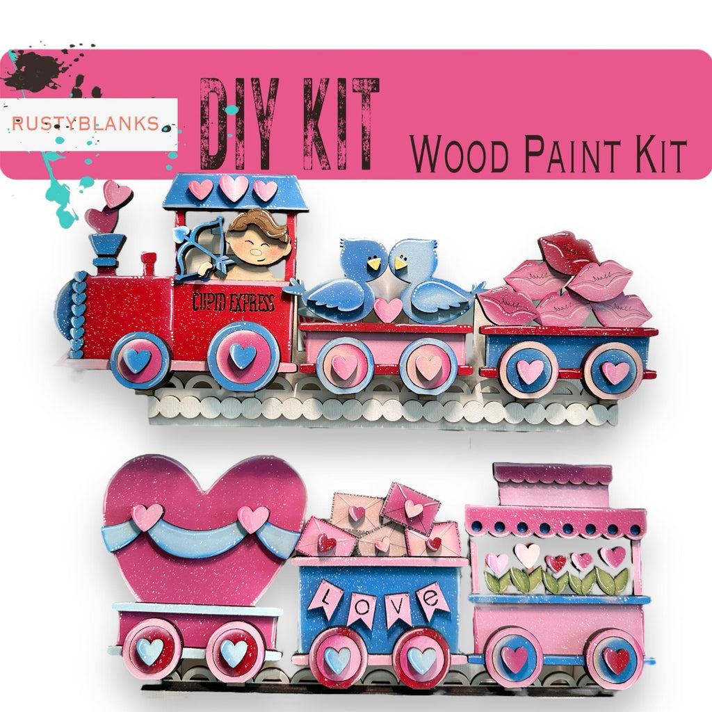 Valentines Standing Train - DIY Wood Blank Paint Kit - RusticFarmhouseDecor