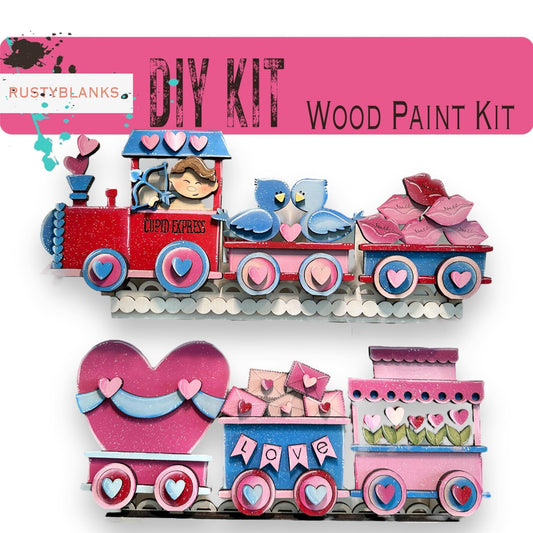 Valentines Standing Train - DIY Wood Blank Paint Kit - RusticFarmhouseDecor