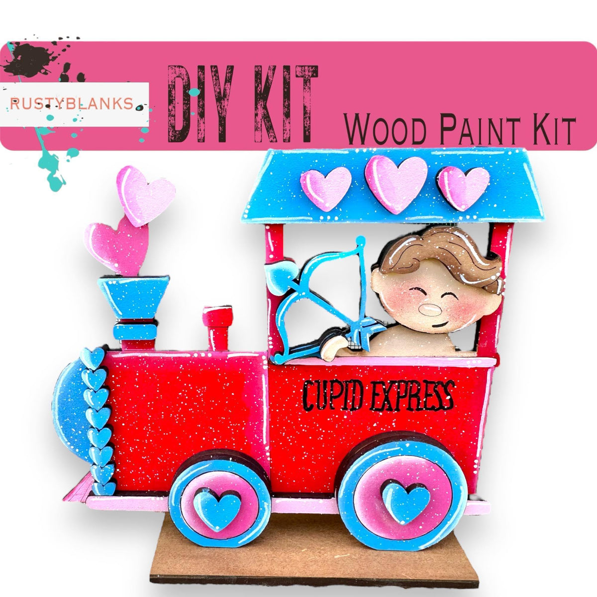 Valentines Standing Train - DIY Wood Blank Paint Kit - RusticFarmhouseDecor