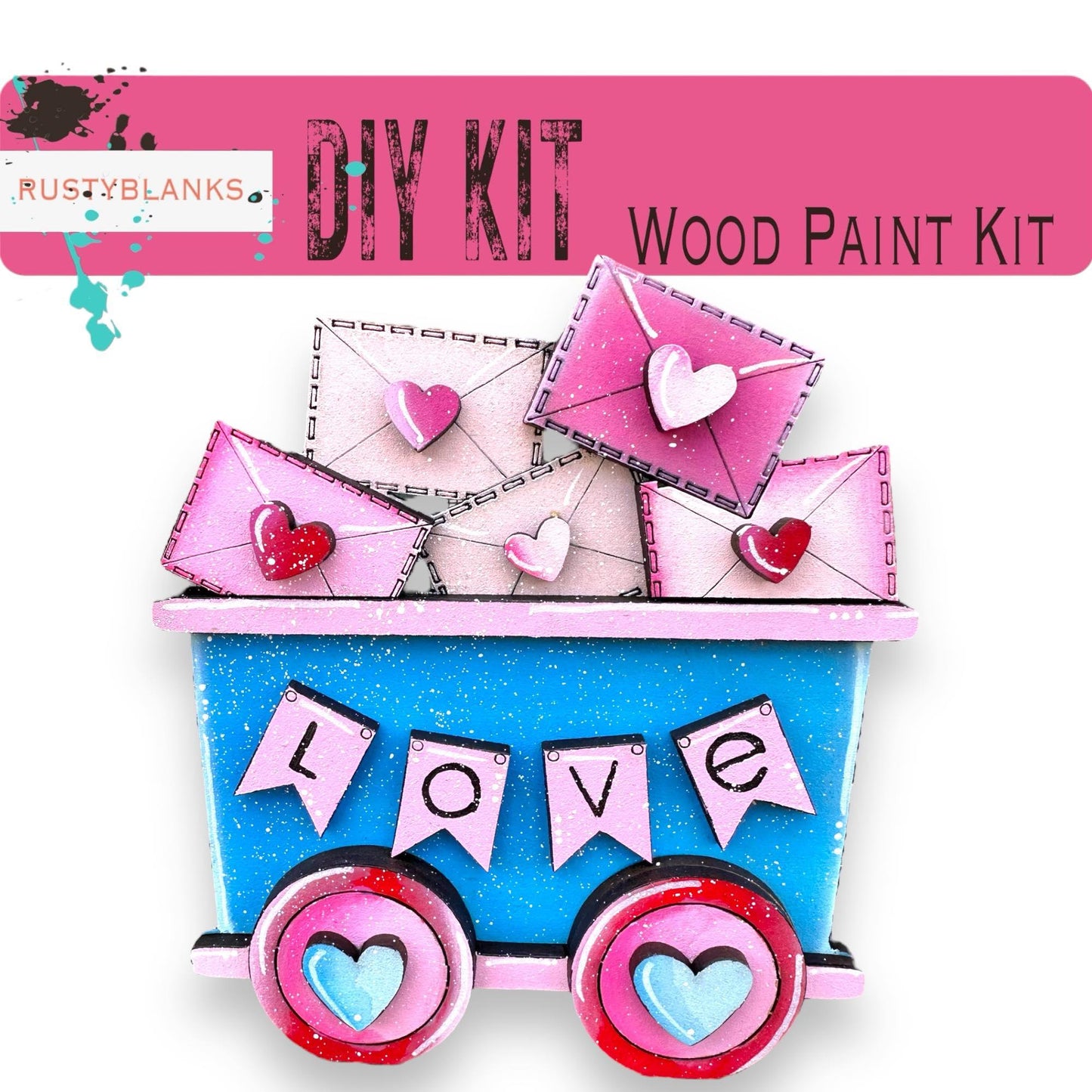 Valentines Standing Train - DIY Wood Blank Paint Kit - RusticFarmhouseDecor