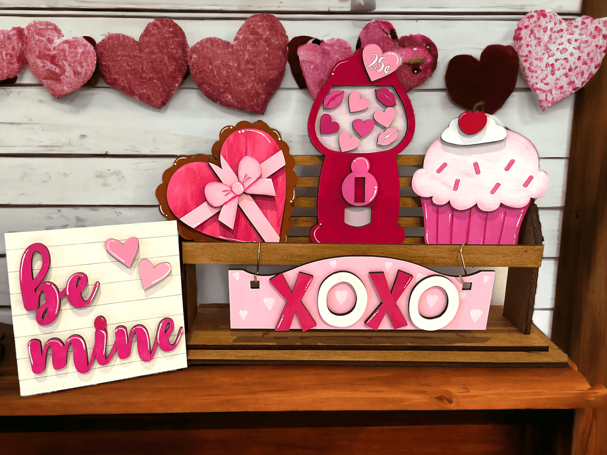 Valentines XOXO insert - Interchangeable House or Tiered Tray Decor - RusticFarmhouseDecor