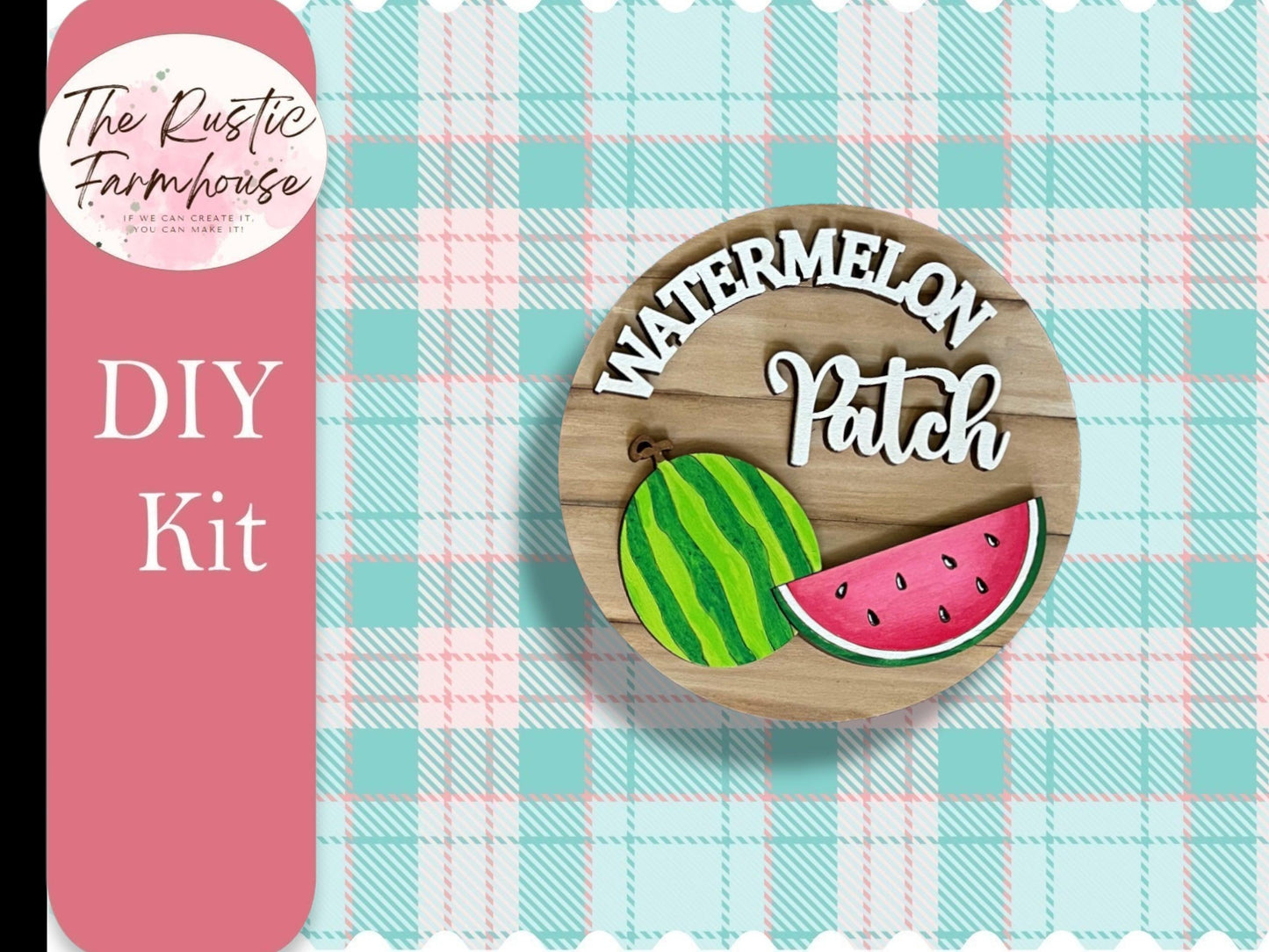 Watermelon Patch MIni 5" Door Hanger, DIY Wood kit, Farmhouse Home Decor - RusticFarmhouseDecor