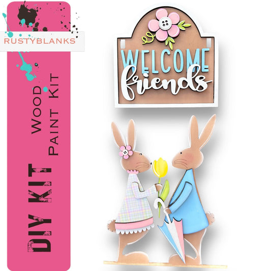 Welcome Friends Interchangeable Sign and Insert for Mini Post - RusticFarmhouseDecor