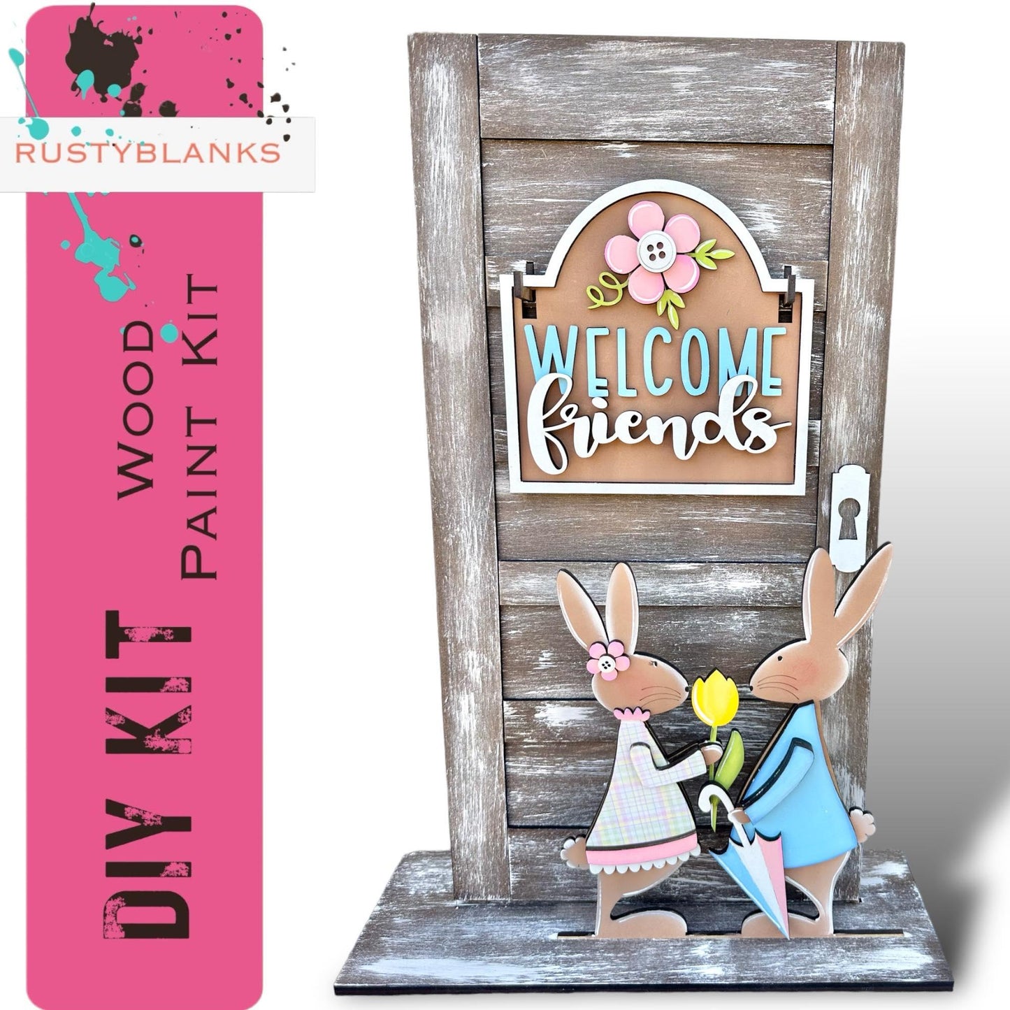 Welcome Friends Interchangeable Sign and Insert for Mini Post - RusticFarmhouseDecor