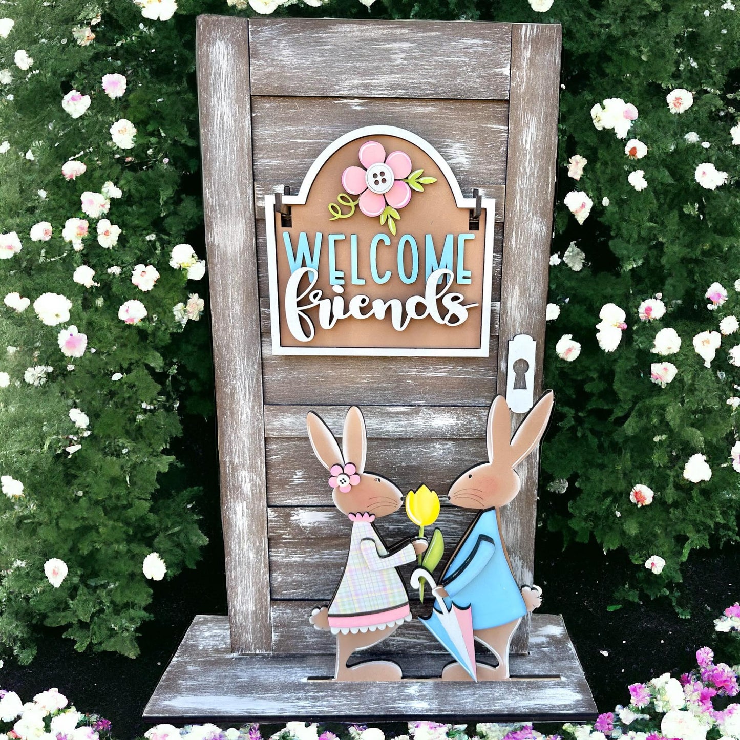 Welcome Friends Interchangeable Sign and Insert for Mini Post - RusticFarmhouseDecor