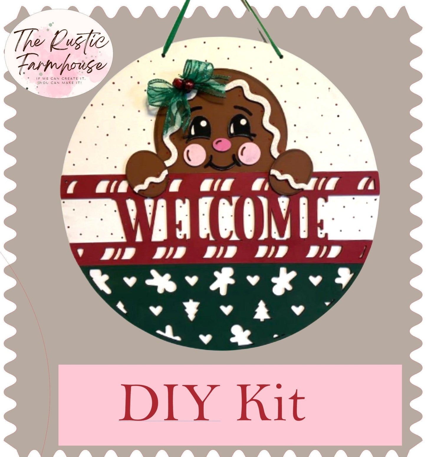 Welcome Gingerbread Door Hanger - RusticFarmhouseDecor