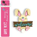 Welcome Hanging Easter Bunny DIY Door Hanger - Wood Blanks for Crafting - RusticFarmhouseDecor