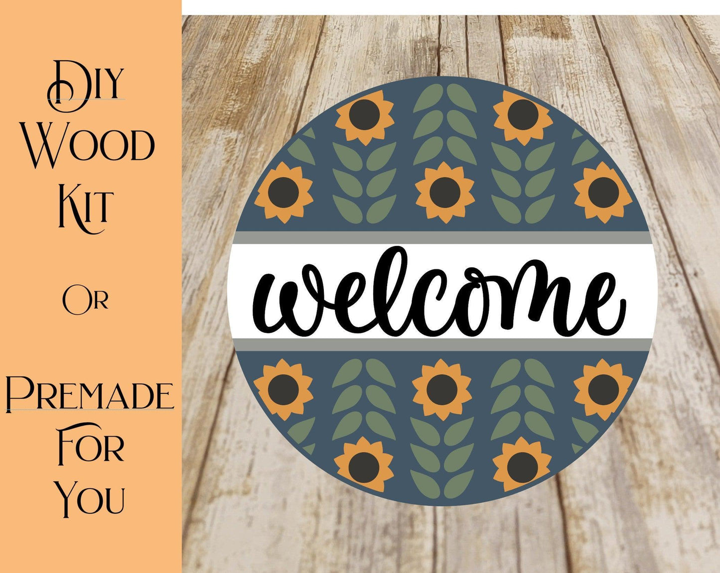 Welcome Sunflower Door Hanger - RusticFarmhouseDecor