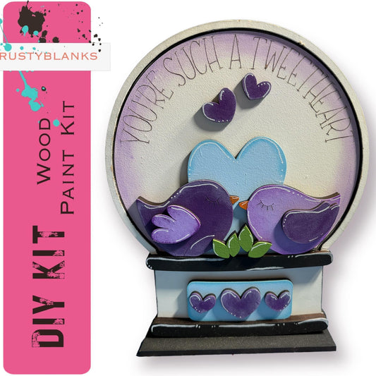 You're Such a Tweetheart Valentines Insert for Snow Globe DIY Interchangeable Decor, Wood Paint Kit, Interchangealbe Snow Globe - RusticFarmhouseDecor