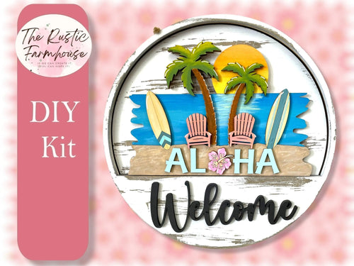 Aloha insert for Welcome sign, DIY Door decor, 11 inch Door hanger, DIY Interchangeable door hanger insert , Hawaii Welcome Door Hanger - RusticFarmhouseDecor