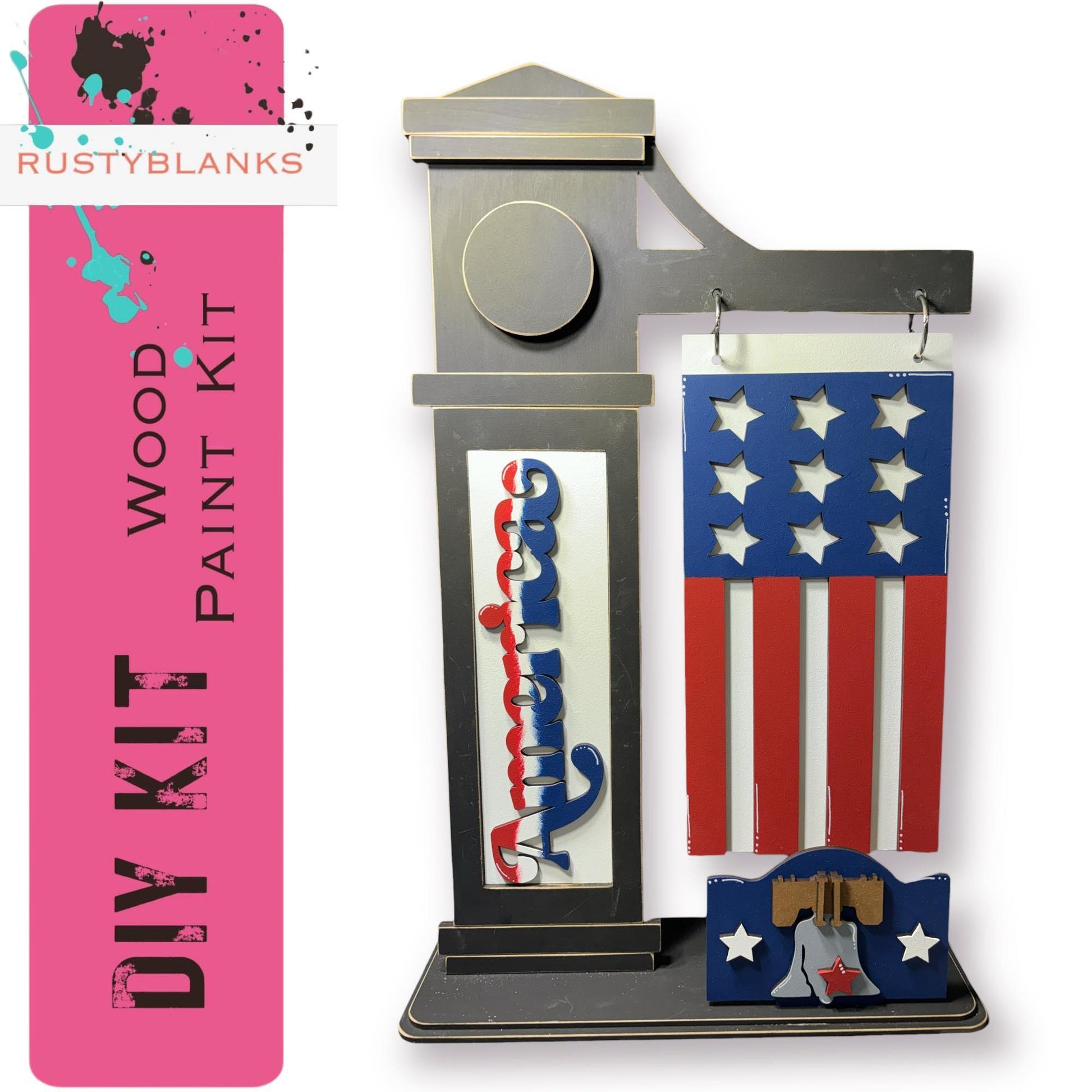 America Patriotic Insert for Mini Interchangeable Posts - RusticFarmhouseDecor