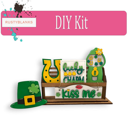 Kiss Me Lucky Charm St Pat's Interchangeable Inserts for our Window or House DIY Kit - RusticFarmhouseDecor