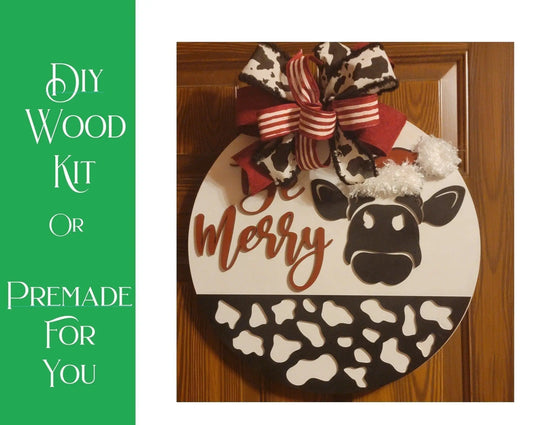 Be Merry Cow Door Hanger - RusticFarmhouseDecor