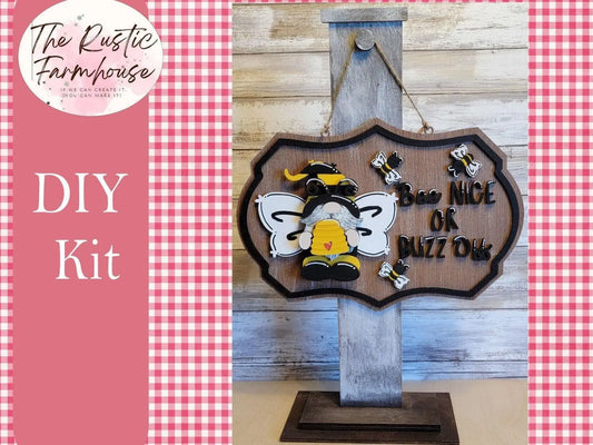 Bee Nice or Buzz Off Door Hanger - RusticFarmhouseDecor