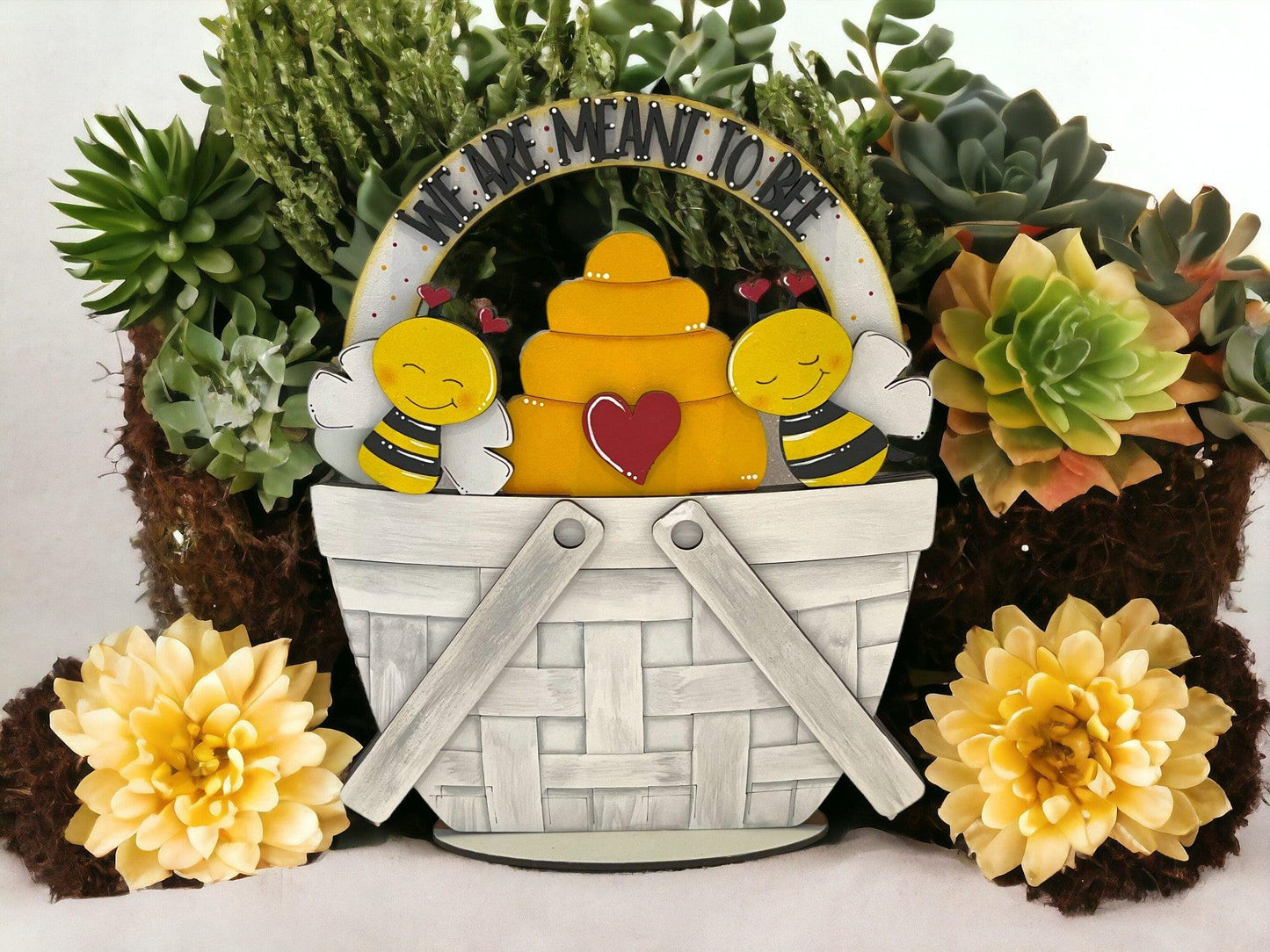 Bee Valentine For The Flower Basket Decor - Wood Blank for Painting - Inserts for Basket - RusticFarmhouseDecor