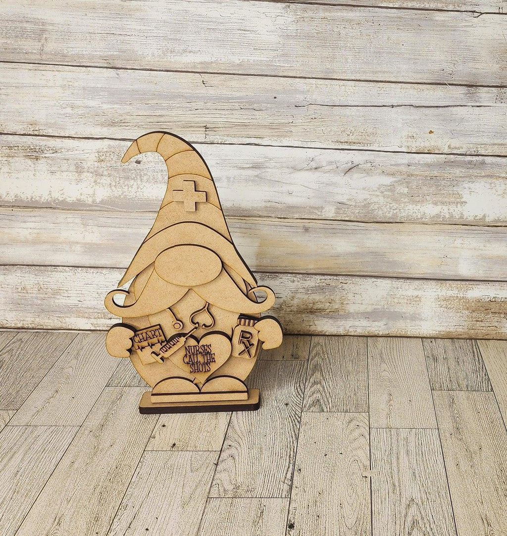 Boy Nurse/Doctor Gnome Shelf Sitter, DIY Gnome kit, Tiered Tray Decor - RusticFarmhouseDecor