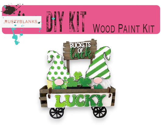 Buckets of Luck St Patricks Day Gnomes Interchangeable for Wagon or Raised Shelf Sitter DIY Kit - RusticFarmhouseDecor