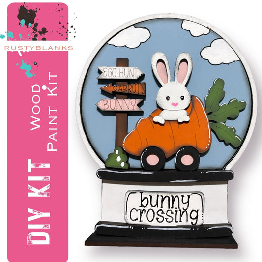 Bunny Crossing Insert for Snow Globe DIY Interchangeable Decor, Gift for Her - RusticFarmhouseDecor