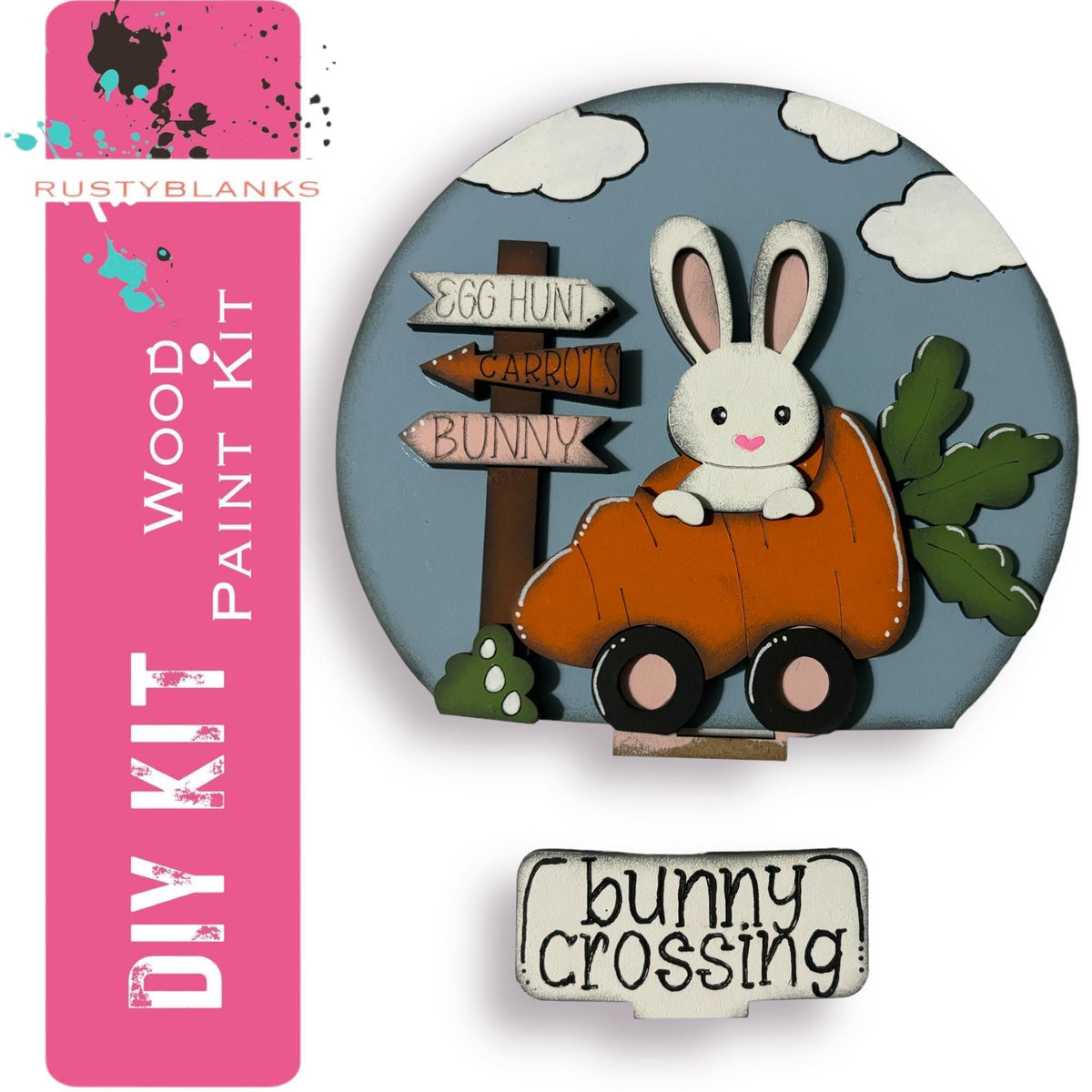 Bunny Crossing Insert for Snow Globe DIY Interchangeable Decor, Gift for Her - RusticFarmhouseDecor