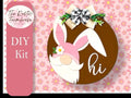Bunny Gnome Door Hanger, Unfinished DIY Wood Kit, Blanks to Decorate Home Decor, Peeking Gnome Hi DIY Door Hanger - RusticFarmhouseDecor