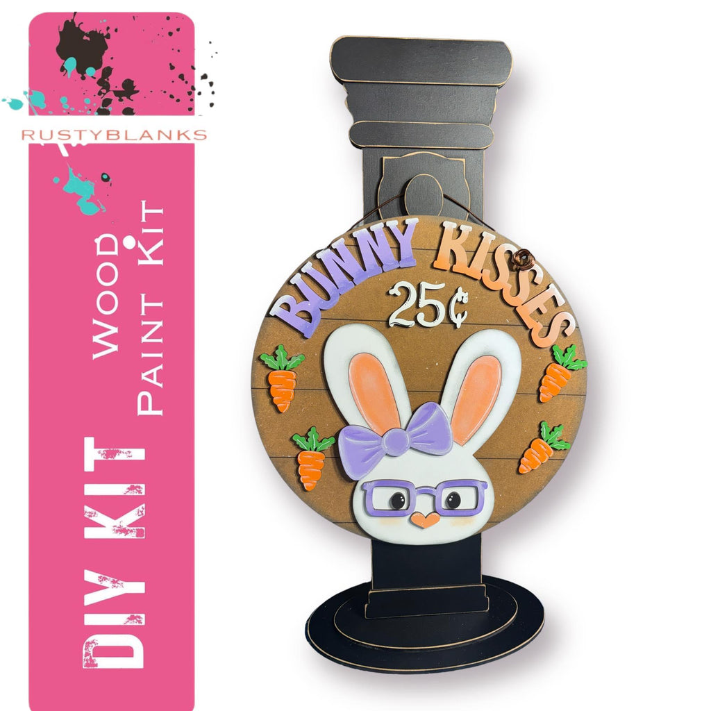 Bunny Kisses Easter Door Hanger, Unfinished DIY Wood Kit, Blanks to Decorate Home Decor, Easter DIY Door Hanger - RusticFarmhouseDecor