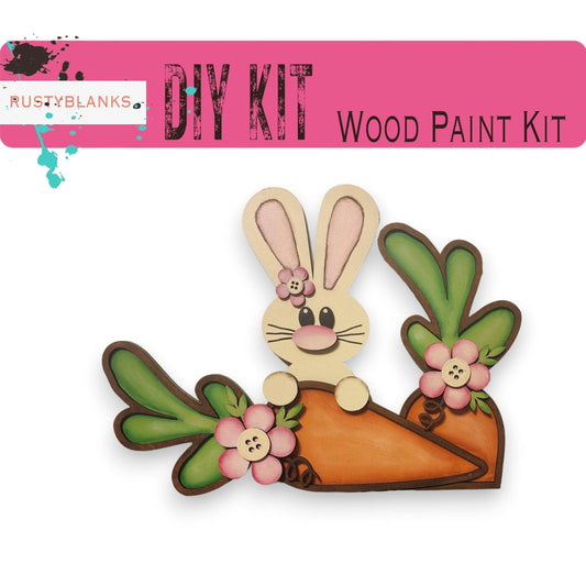 Bunny Shelf Sitter, Spring Bunny Carrot Decor - RusticFarmhouseDecor