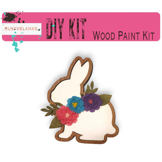 Bunny with felt flowers DIY Kit - RusticFarmhouseDecor