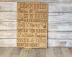 Camp Rules Door Hanger, Unfinished DIY Wood Kit, Blanks to Decorate Home Decor, DIY Door Hanger - RusticFarmhouseDecor