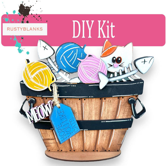 Cat Lovers insert for the Interchangeable Flower Basket Decor - Wood Blank for Painting - Inserts for Basket - RusticFarmhouseDecor