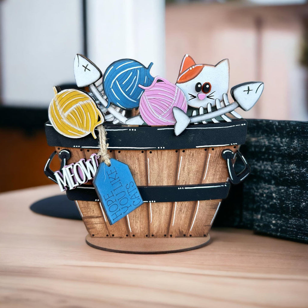 Cat Lovers insert for the Interchangeable Flower Basket Decor - Wood Blank for Painting - Inserts for Basket - RusticFarmhouseDecor