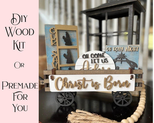 Christ is Born Wagon/Raised Shelf Insert Set - RusticFarmhouseDecor