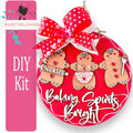 Christmas Door Hanger, Baking Spirits Bright Door Hanger, Gingerbread Door Hanger - RusticFarmhouseDecor