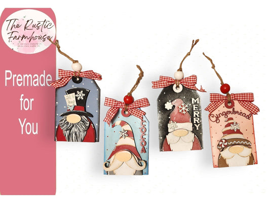 Christmas Gnome Ornament Tags for ornaments of gifts - RusticFarmhouseDecor