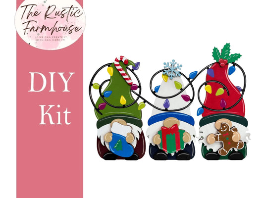 Christmas Gnomes Shelf Sitter, DIY Gnome kit, Tiered Tray Decor - RusticFarmhouseDecor