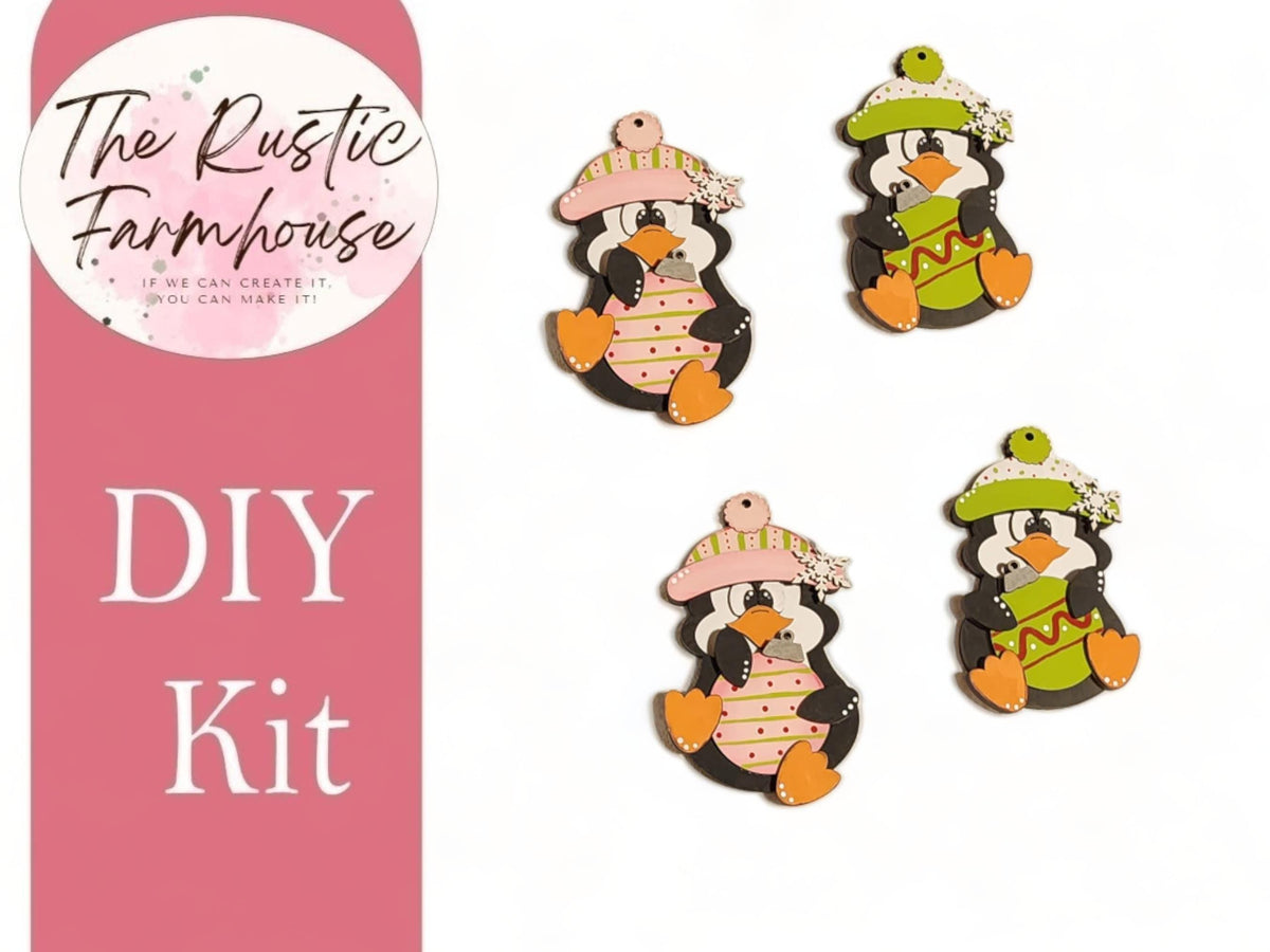 Christmas Penguin Ornaments or Tags - Set of Four - RusticFarmhouseDecor