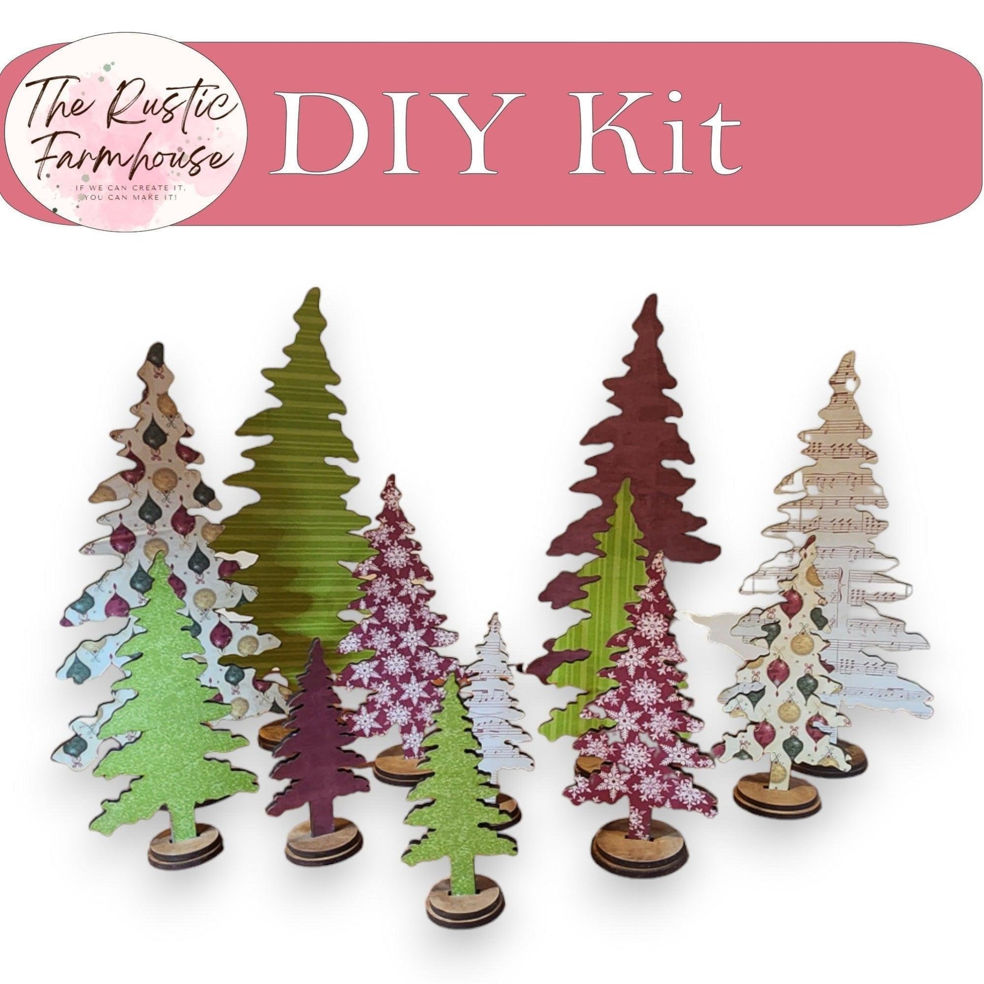 Christmas Pine Trees, DIY Christmas Decor, DIY Wood Blanks - RusticFarmhouseDecor