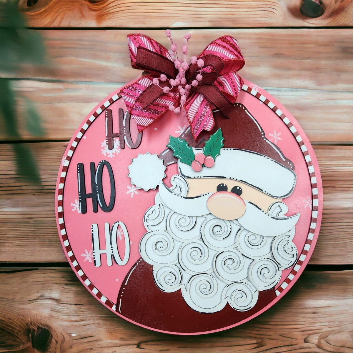 Christmas Santa HO HO HO Door Hanger - RusticFarmhouseDecor