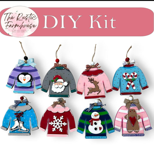 Christmas Sweater Ornaments & Gift Card Holders - Ugly Sweater - Wood Decor - Christmas DIY - RusticFarmhouseDecor