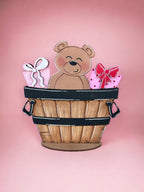 Christmas Teddy Bear for the Interchangeable Flower Basket Decor - Wood Blank for Painting - Inserts for Basket - RusticFarmhouseDecor