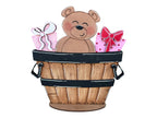 Christmas Teddy Bear for the Interchangeable Flower Basket Decor - Wood Blank for Painting - Inserts for Basket - RusticFarmhouseDecor