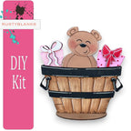 Christmas Teddy Bear for the Interchangeable Flower Basket Decor - Wood Blank for Painting - Inserts for Basket - RusticFarmhouseDecor